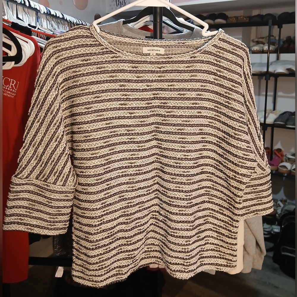 ☀️ 3 For $15 Max Studio Black and White Striped Sweater